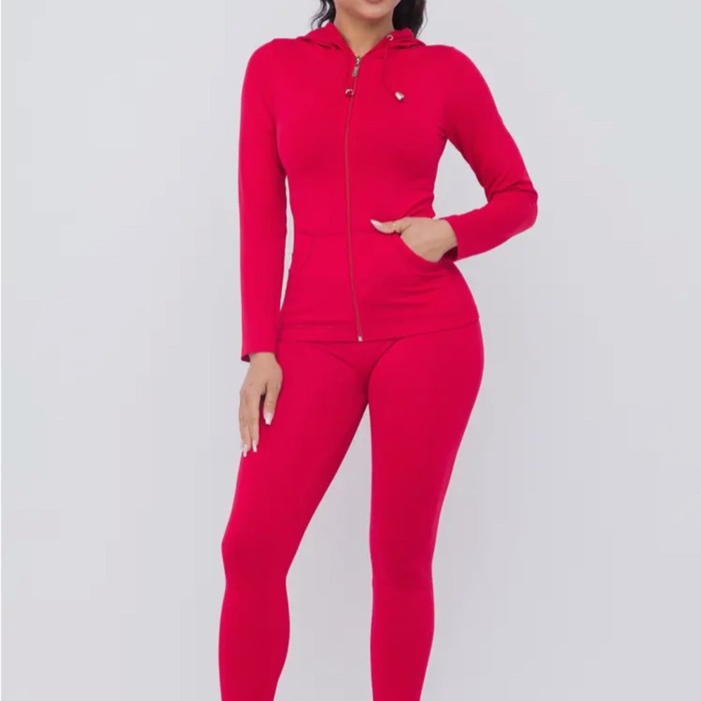 Seamless zip up hoodie jacket and legging set